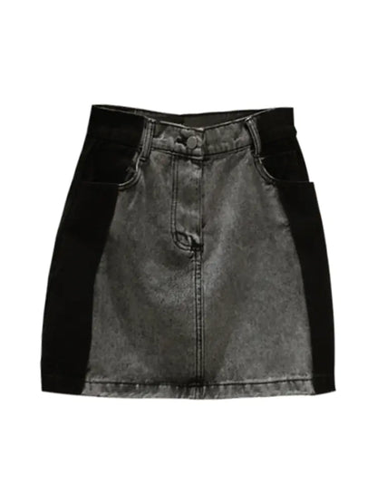 Chic High-Rise Denim A-Line Skirt