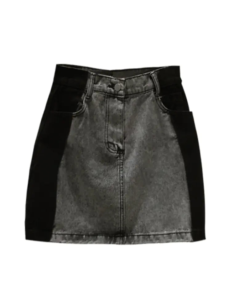 Chic High-Rise Denim A-Line Skirt